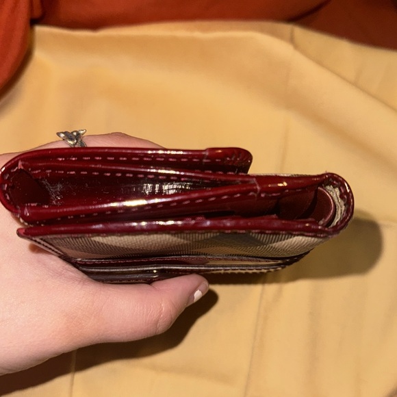 Burberry Nova Check/Red/Maroon Compact Snap Wallet - Picture 8 of 12